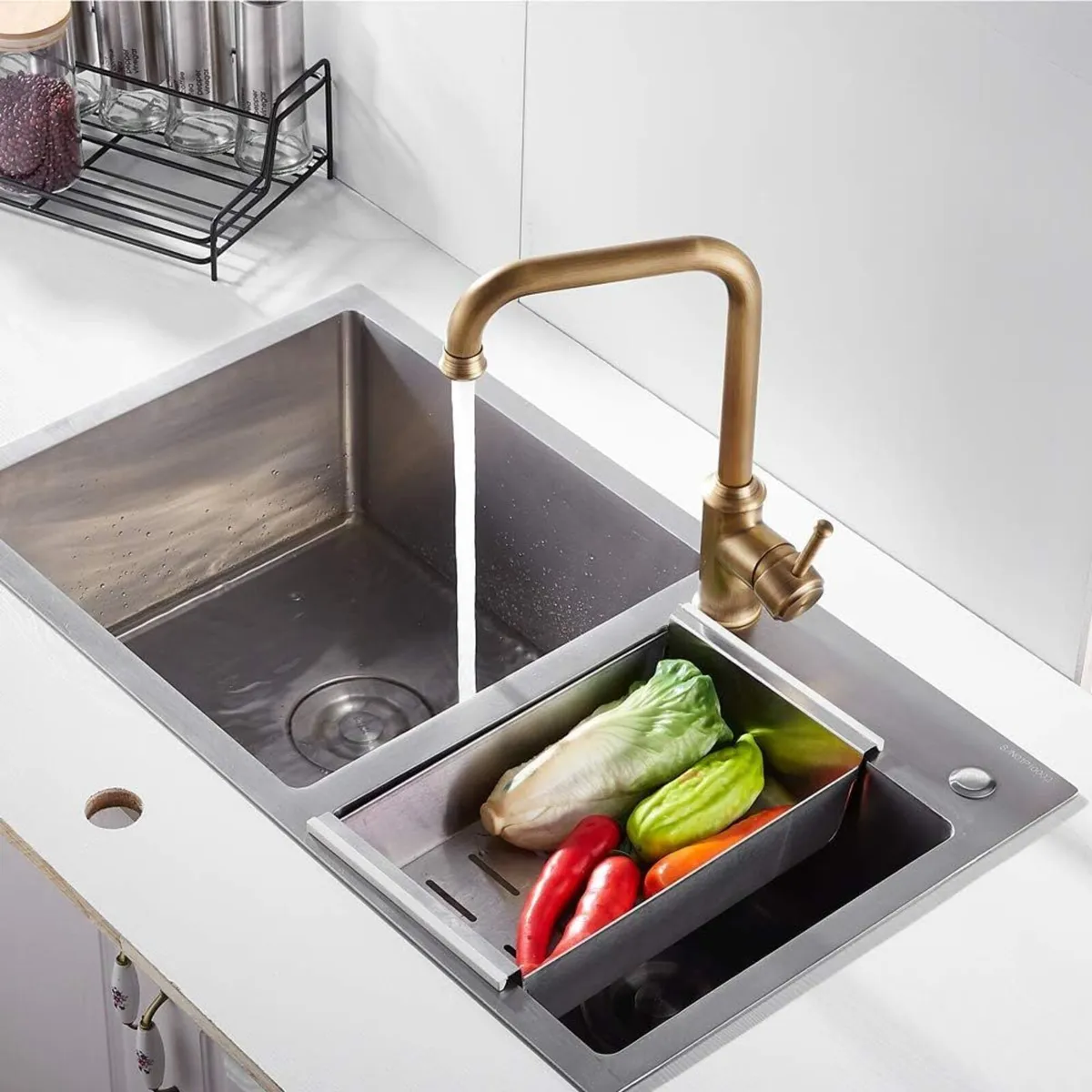 Kitchen Sink Taps Mixer Solid Brass Monobloc - Image 2