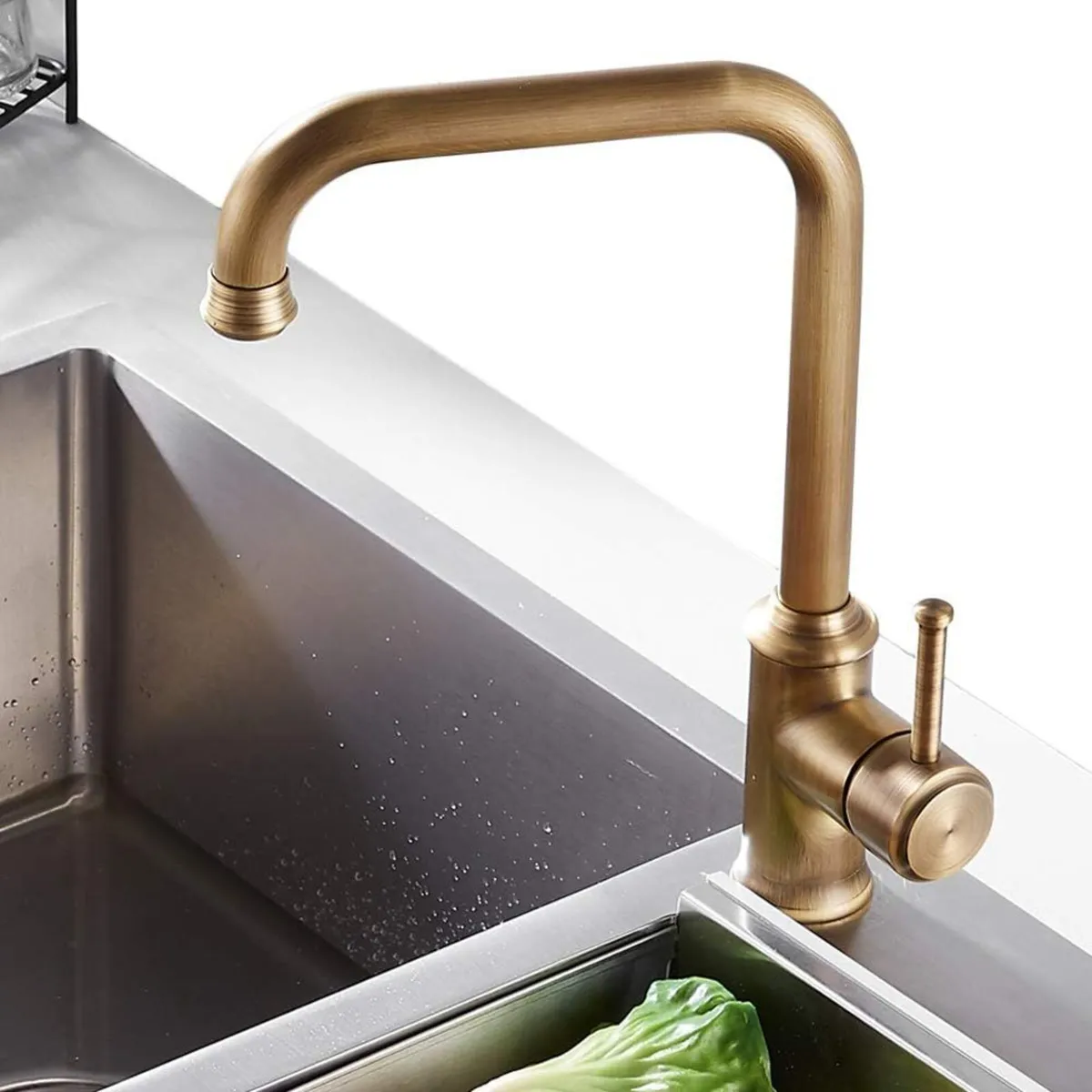Kitchen Sink Taps Mixer Solid Brass Monobloc - Image 1