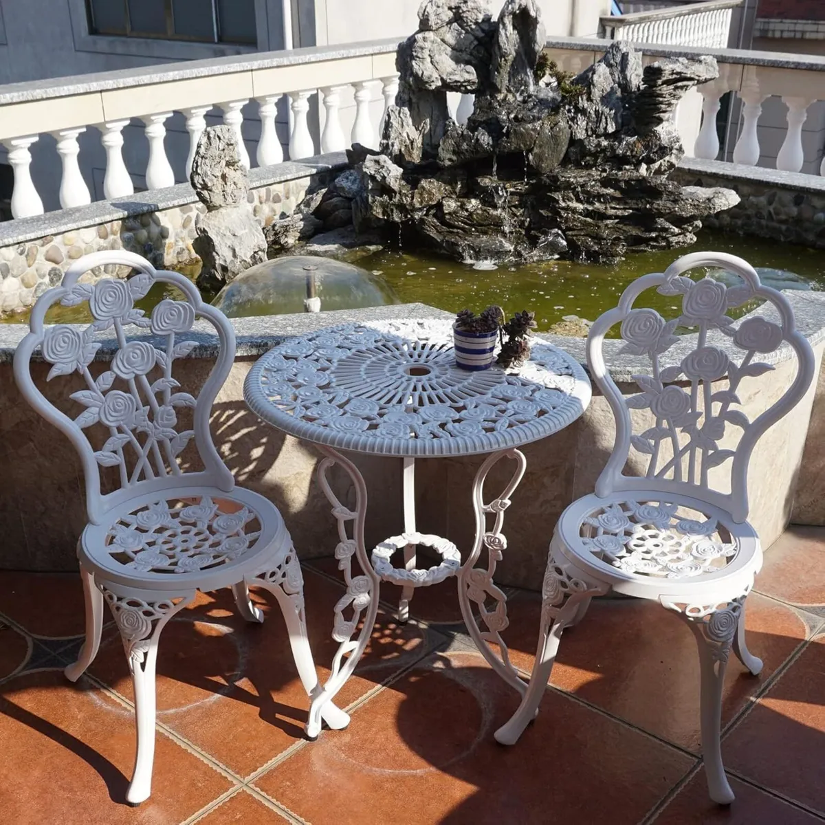 Outdoor Furniture Bistro Set with Rose Pattern 1 - Image 2