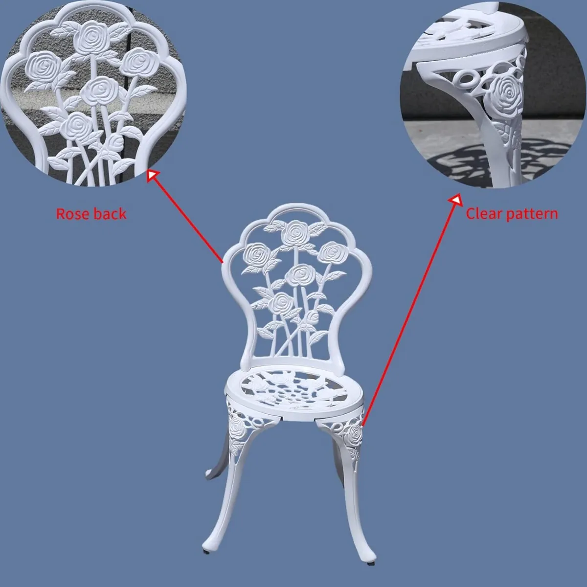 Outdoor Furniture Bistro Set with Rose Pattern 1 - Image 4