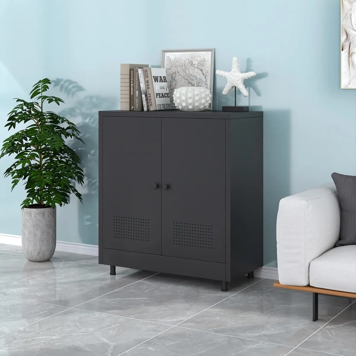 Metal Storage Cupboard with 2 Doors and Adjustable - Image 4