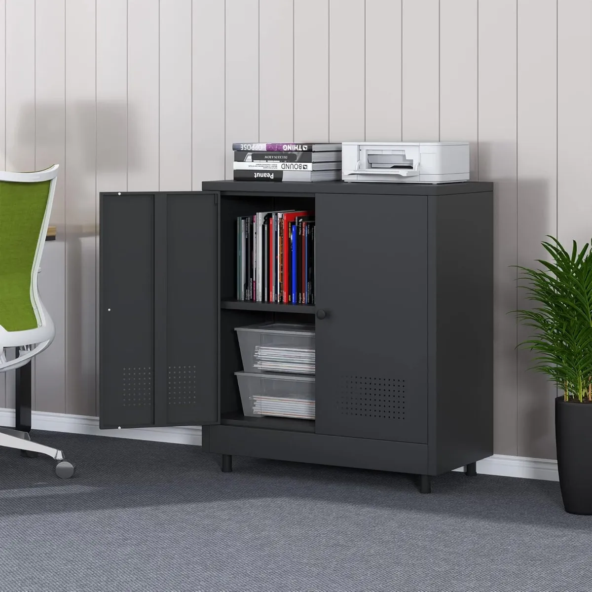 Metal Storage Cupboard with 2 Doors and Adjustable - Image 2