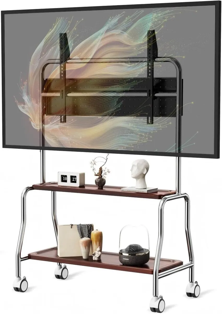 Mobile TV Cart Easel Rolling Stand for 32 to 75 - Image 1