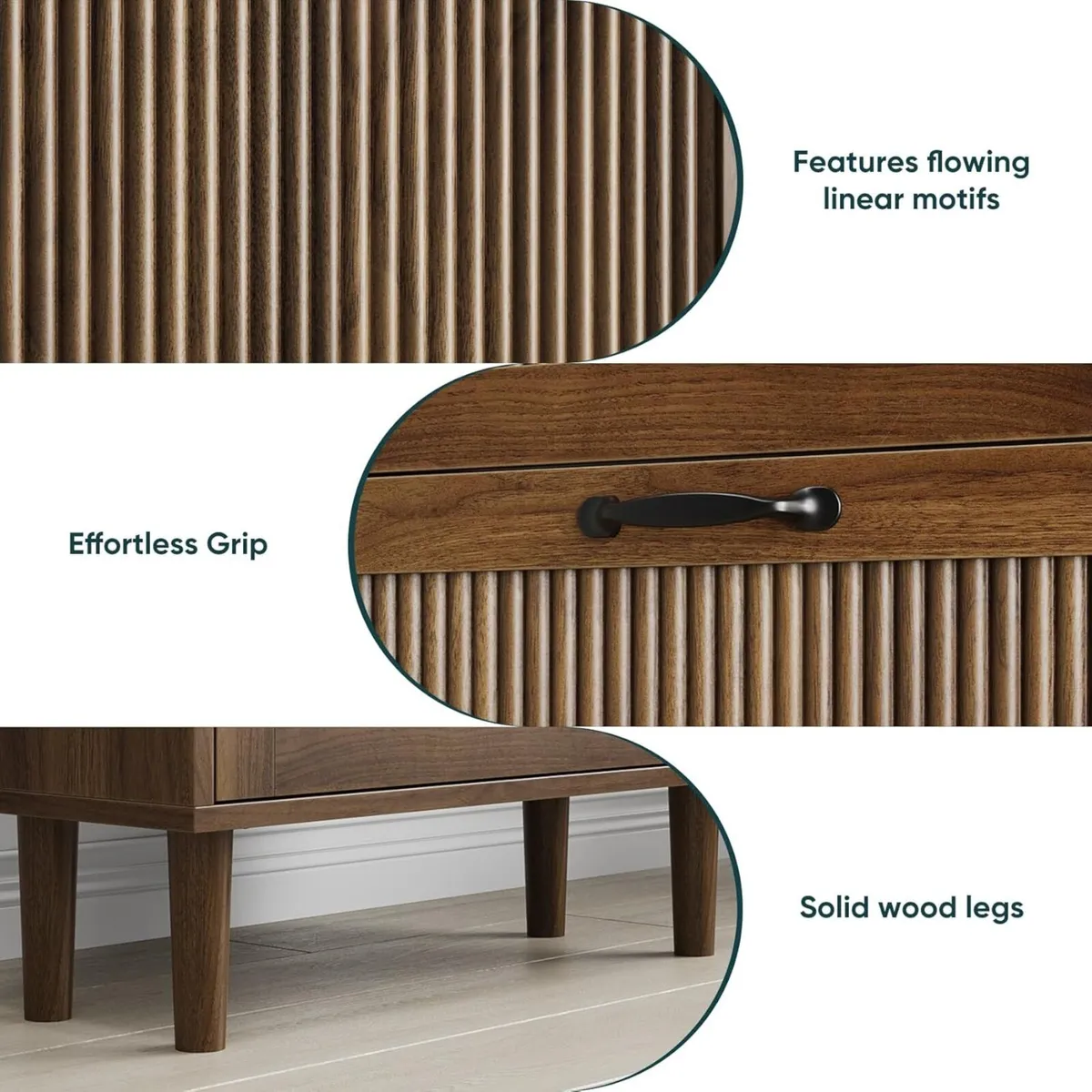 2-Tier Drawer Shoe Cabinet Wooden Storage with - Image 3