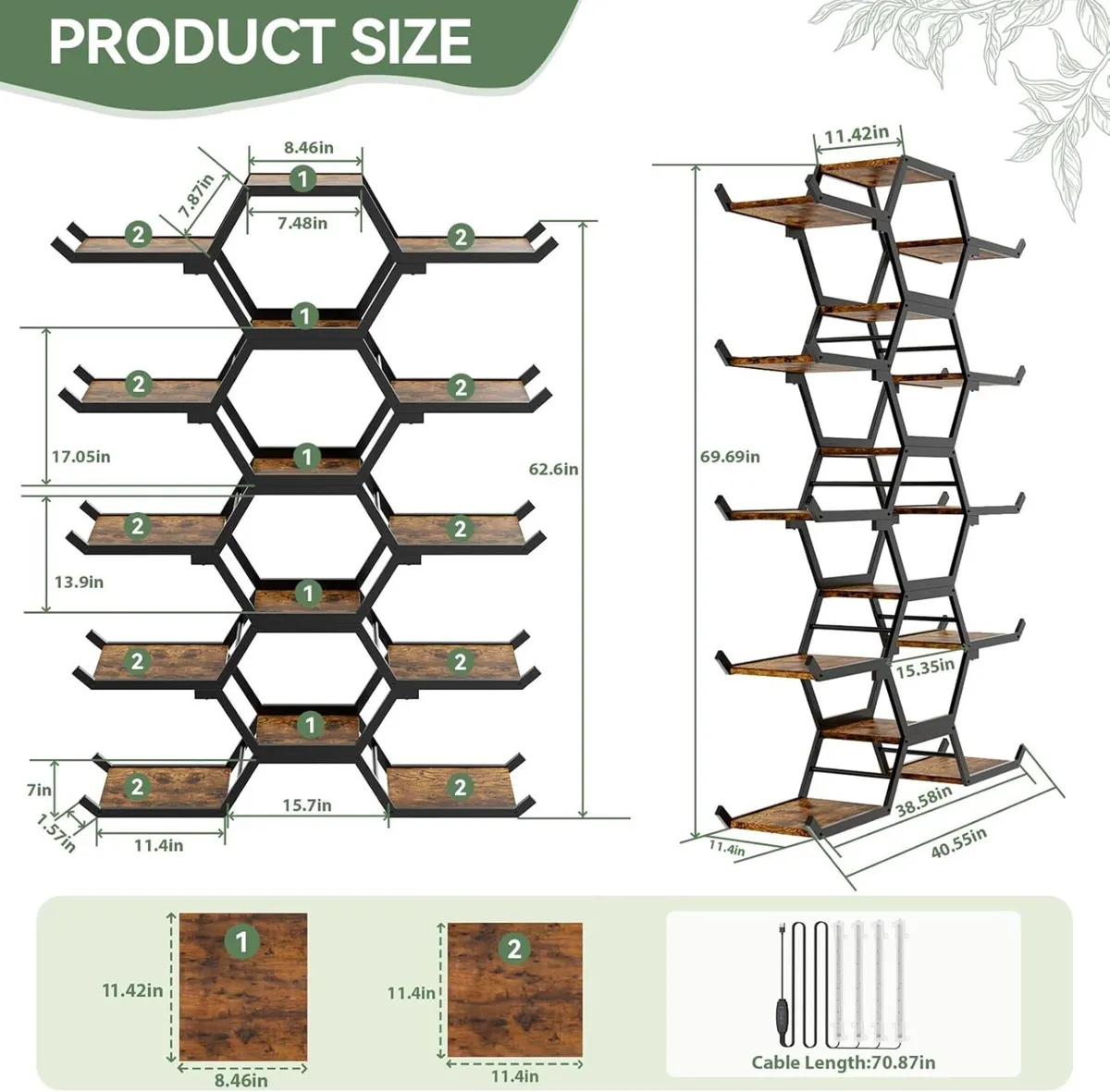 Plant Stand Indoor with Grow Lights 5 Tiered 15 - Image 2