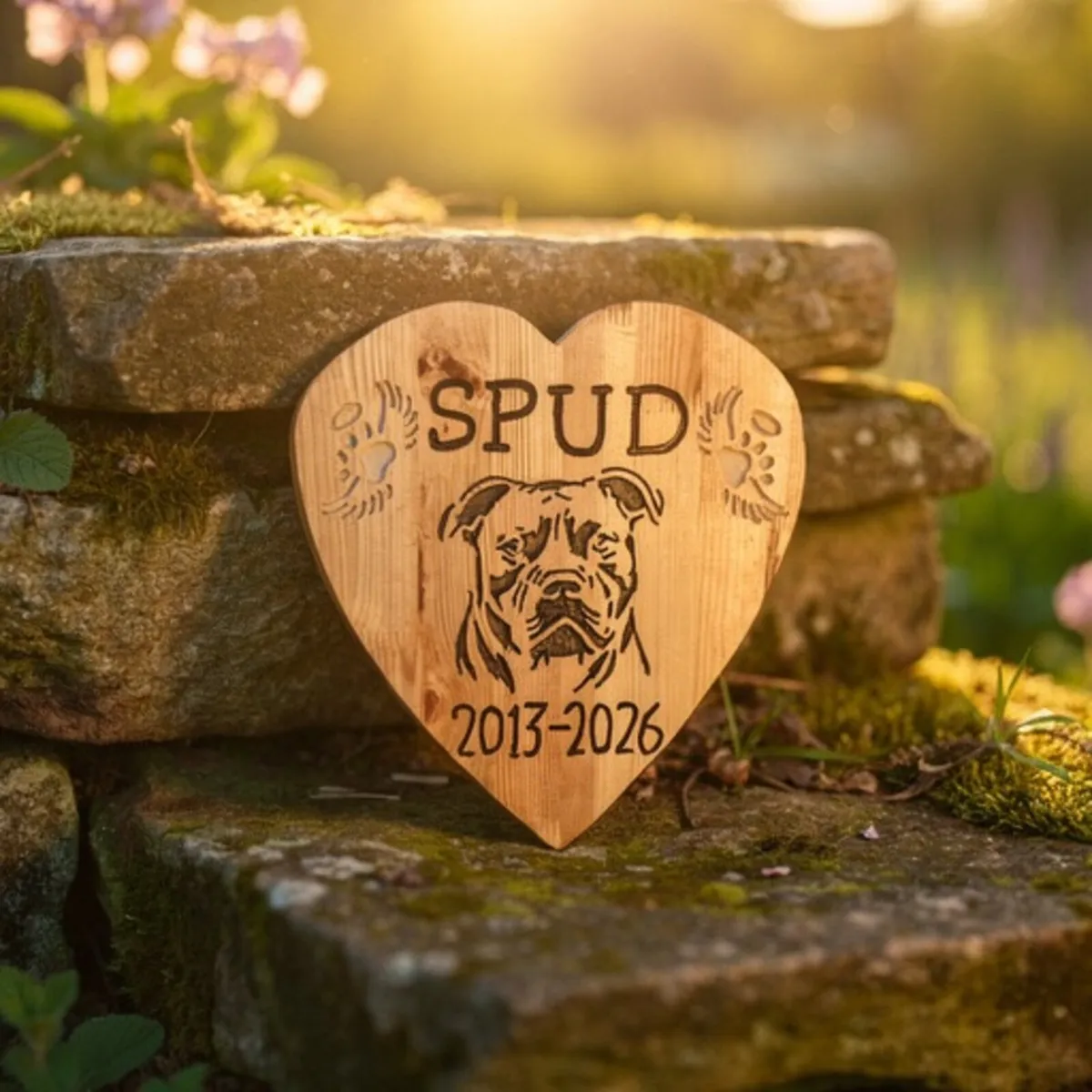 Personalised Handmade Wooden Pet Memorial Heart - Image 2