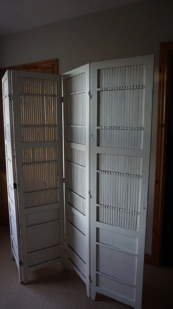 Mid-Century 4 Panel Wooden Privacy Screen Vintage - Image 3