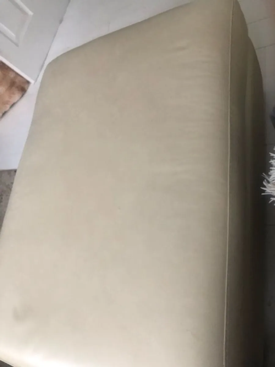 cream leather sofa and footstool/storage box - Image 3