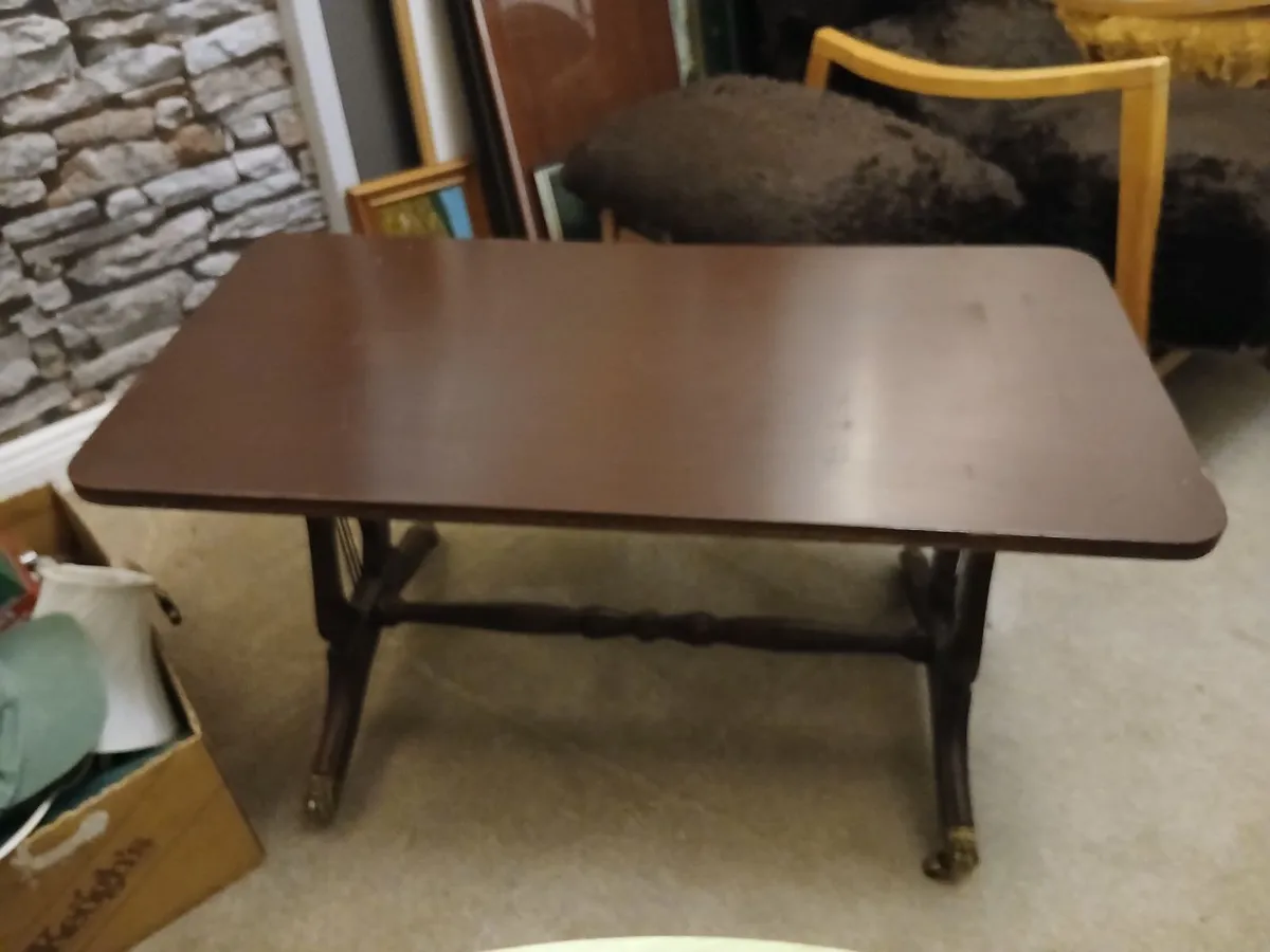 Vintage low table with Brass Claw Casters. - Image 1