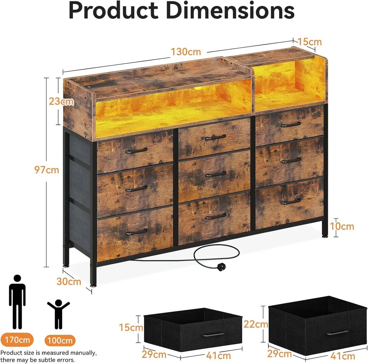 Chest of Drawers Bedroom Dresser Cabinet with 2 - Image 3