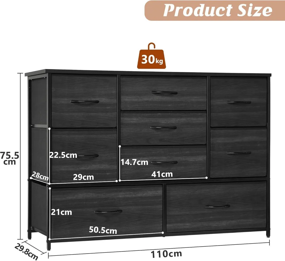 Chest of Drawers Bedroom furniture with 9 Fabric - Image 3