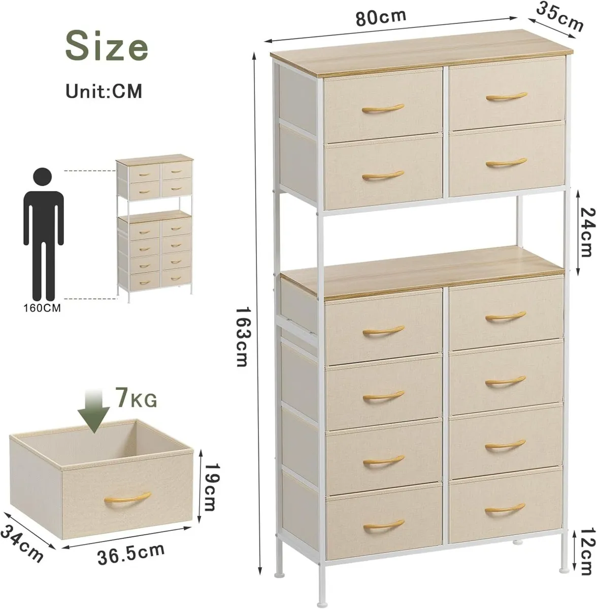 12-Drawer Chest Bedroom of Drawers Large Capacity - Image 3