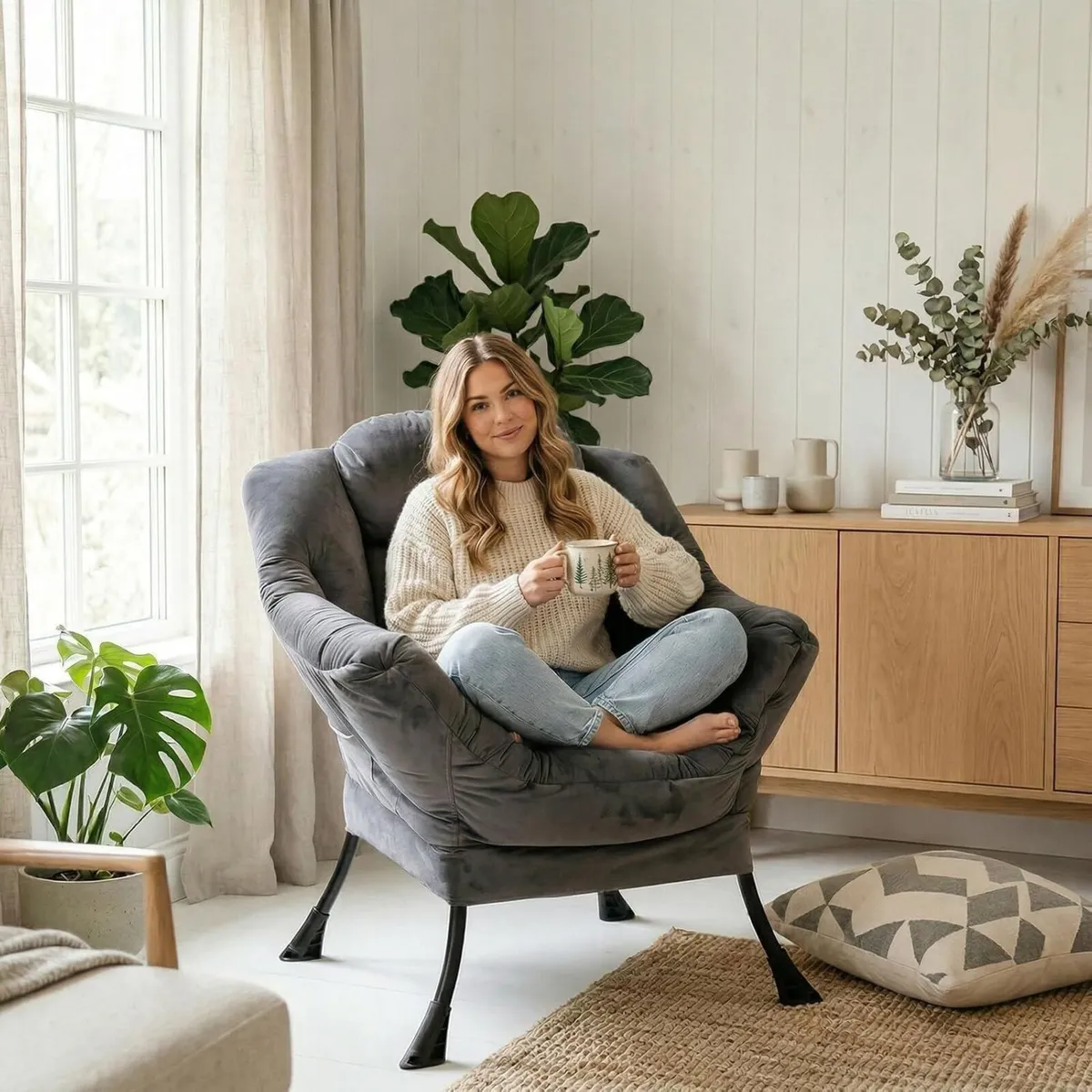 Armchair Chairs Living Room Reading Chair Velvet - Image 2