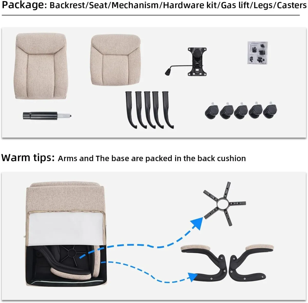 Office Chairs for Home Ergonomic Fabric Desk - Image 4