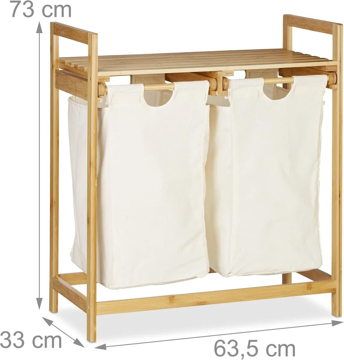 Bamboo Laundry Hamper Clothes Sorter with Shelf 2 - Image 3