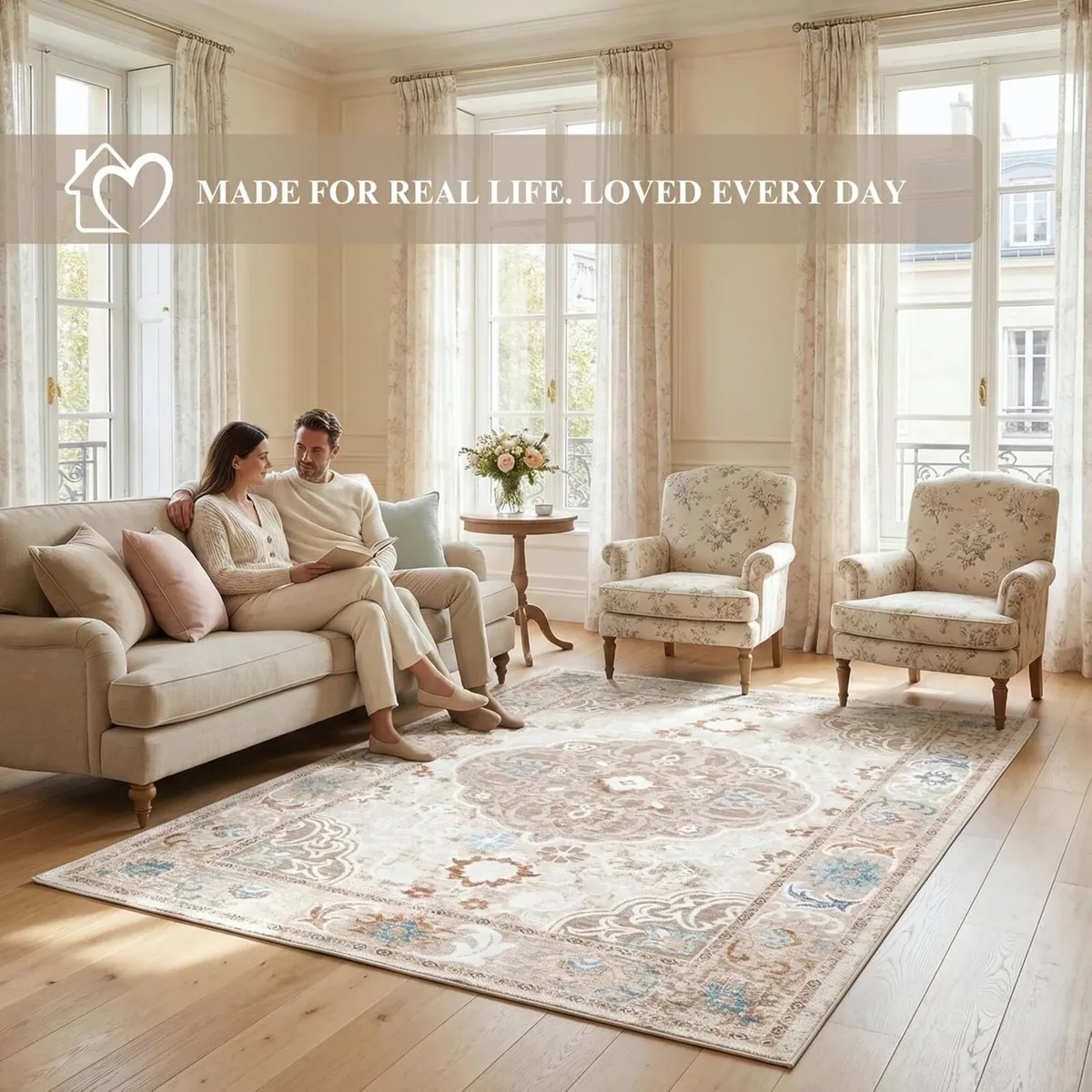 Machine Washable Rug 120x170cm Non-Slip Backing - Image 3