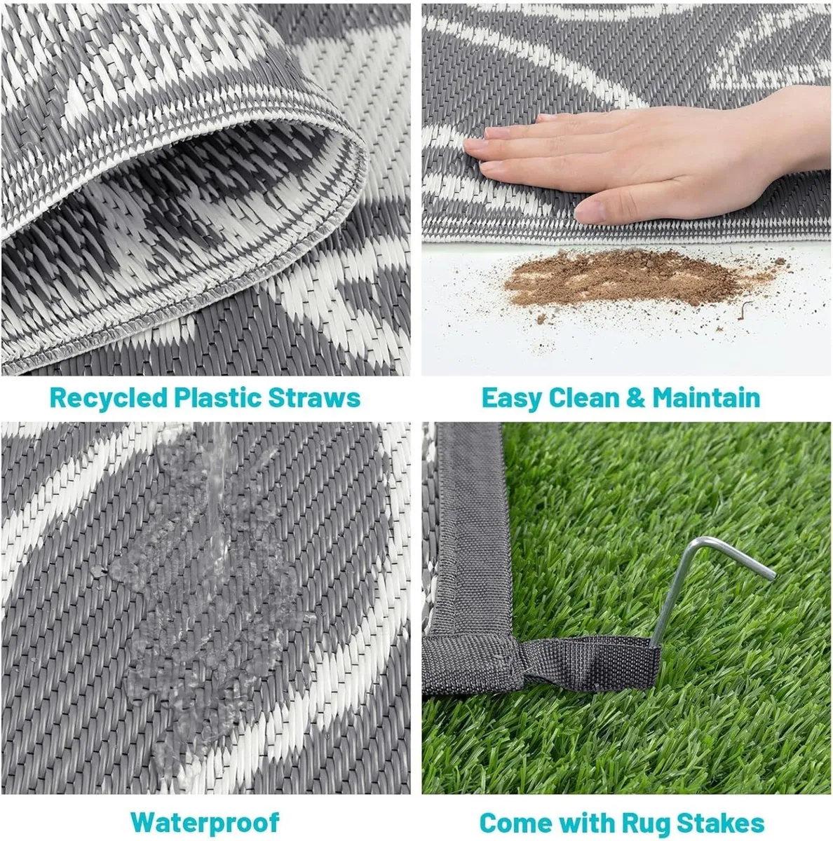 Outdoor Rug 240 x 300 cm Large Reversible Garden - Image 3