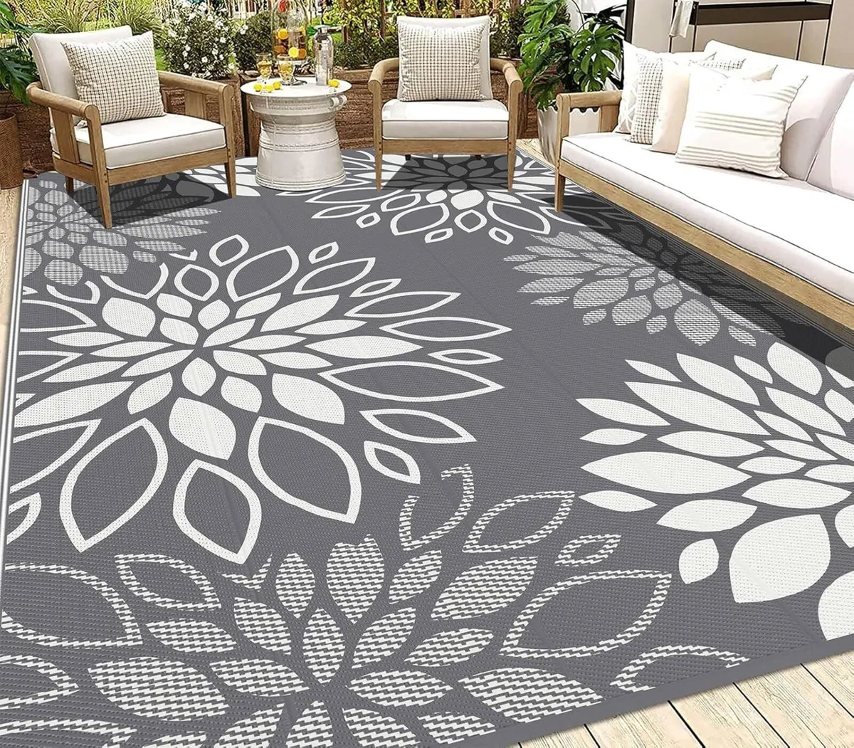 Outdoor Rug 240 x 300 cm Large Reversible Garden - Image 1