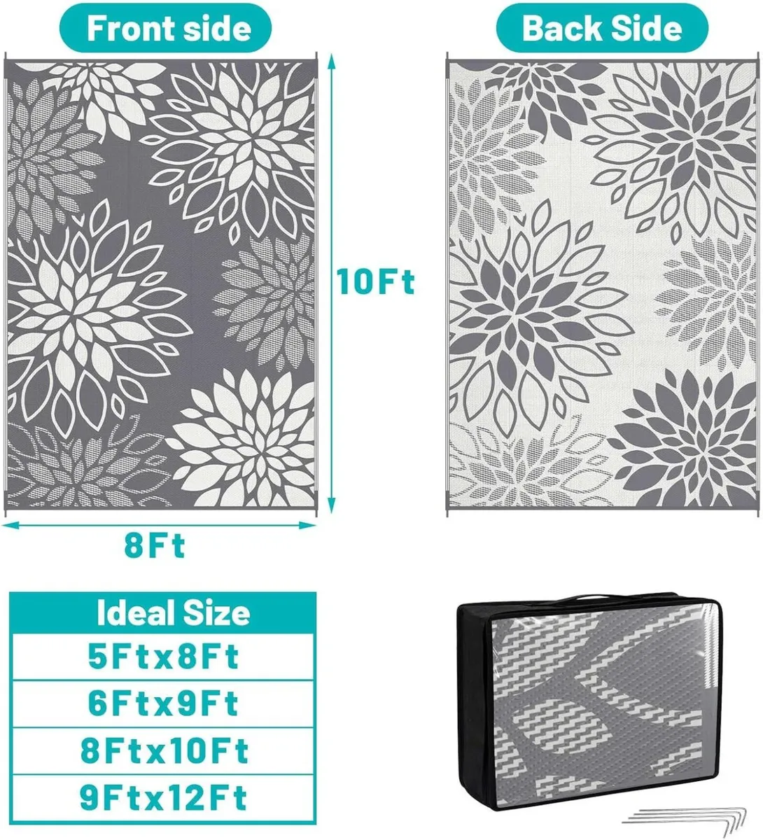 Outdoor Rug 240 x 300 cm Large Reversible Garden - Image 2