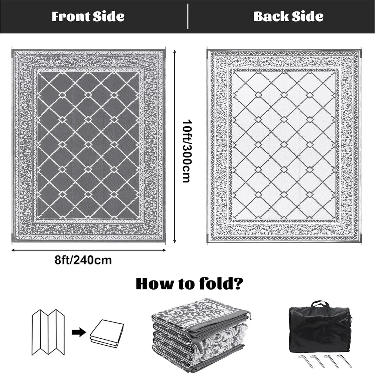 Extra Large Outdoor Area Rug 240 x 300 cm Durable - Image 2