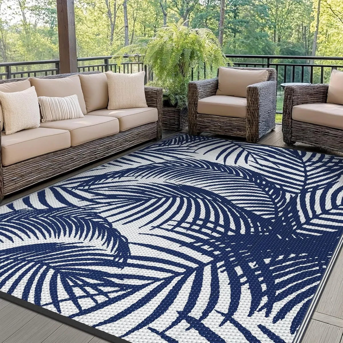 Outdoor Rug 240X300CM Extra Large Botanical Leaf - Image 1