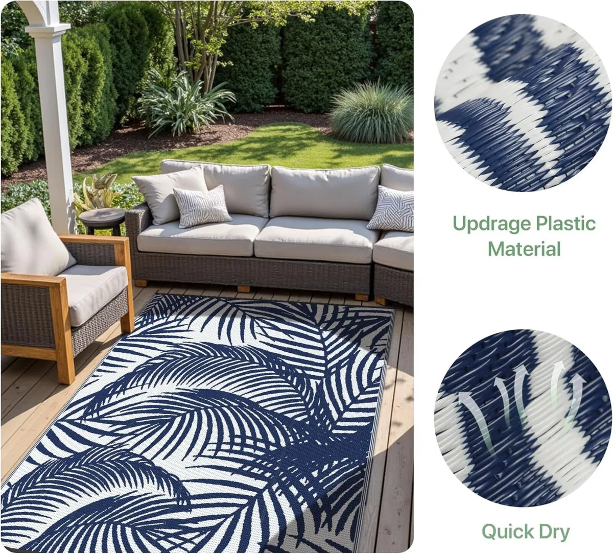 Outdoor Rug 240X300CM Extra Large Botanical Leaf - Image 3