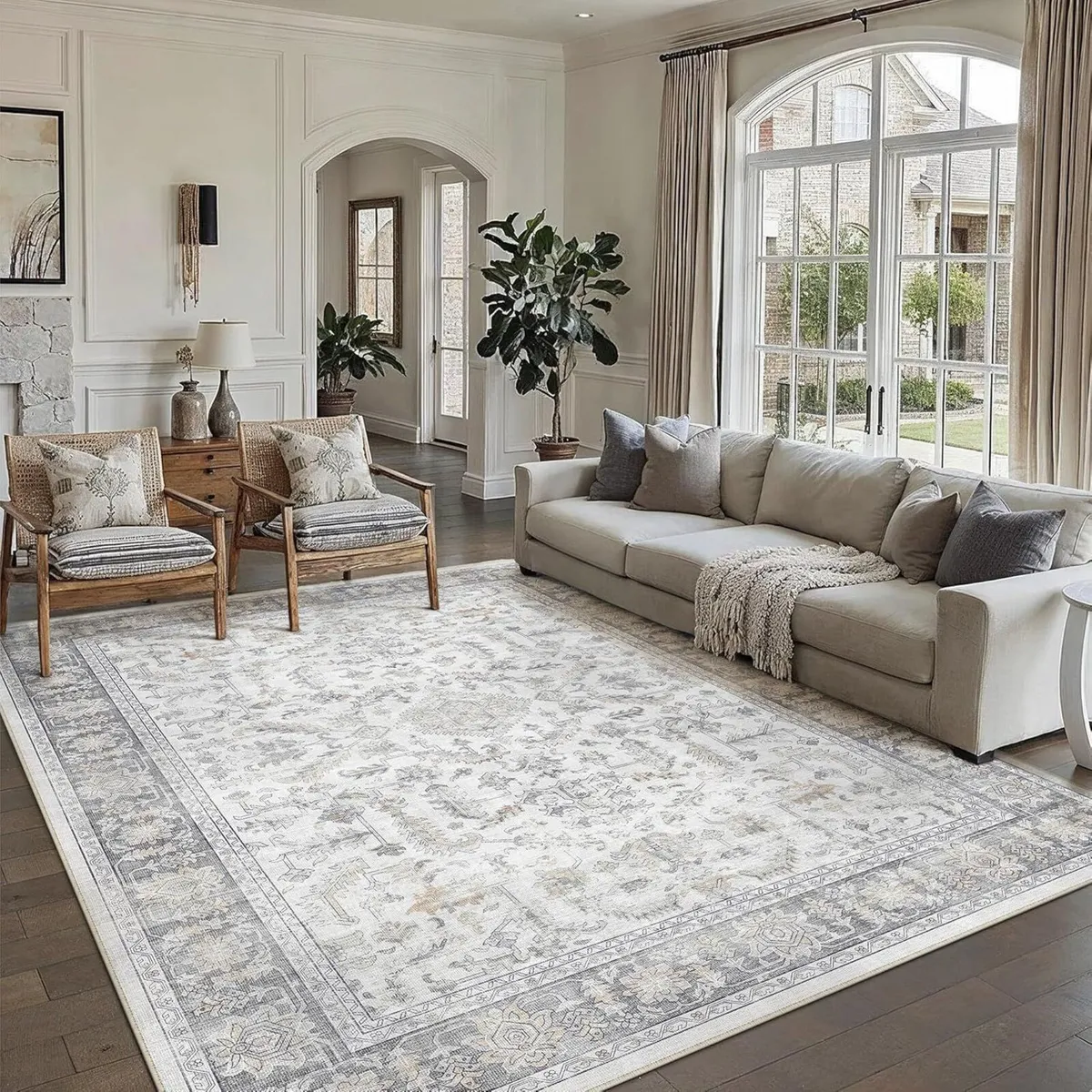 Grey Rugs Living Room 240x300cm Vintage Machine - Image 1