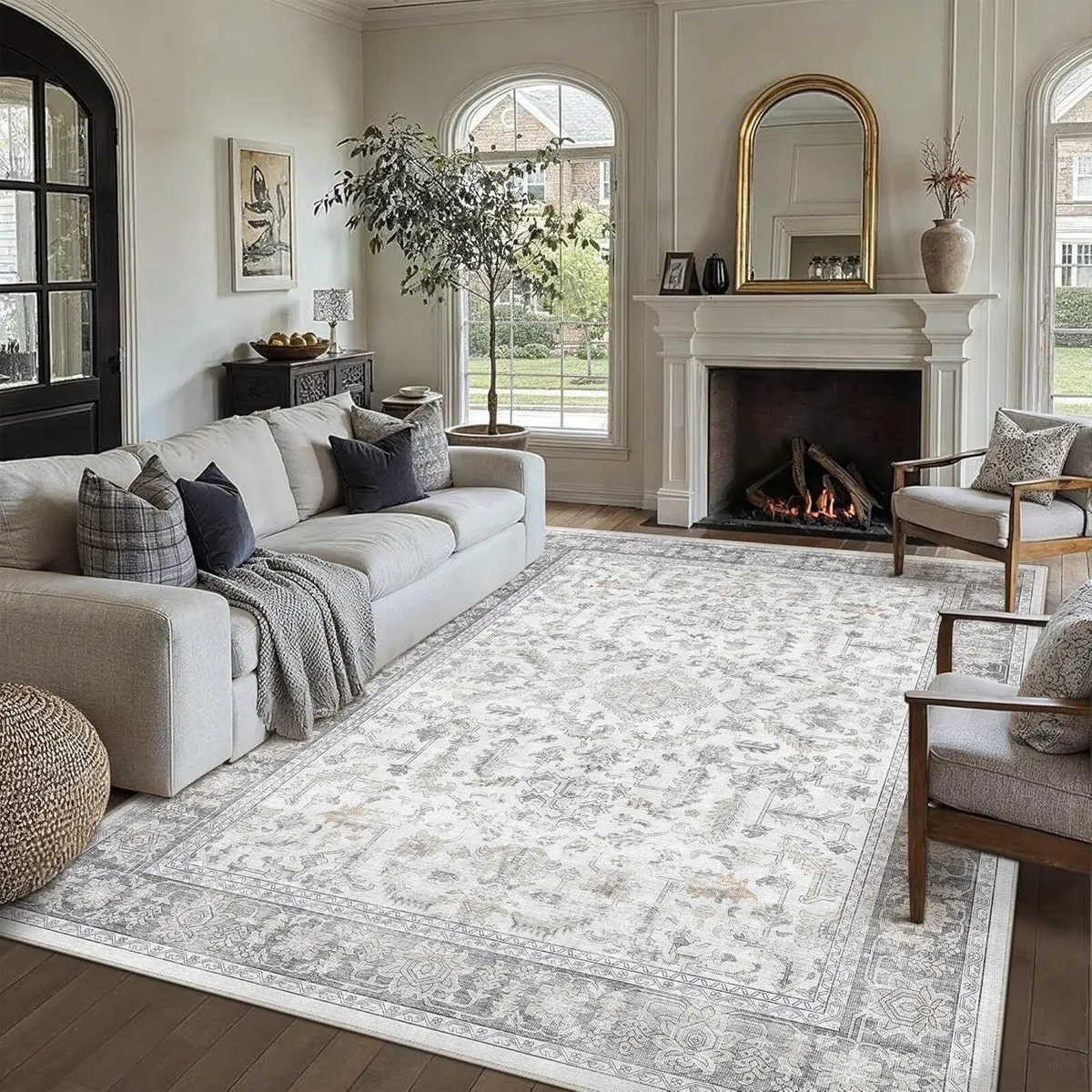 Grey Rugs Living Room 240x300cm Vintage Machine - Image 4