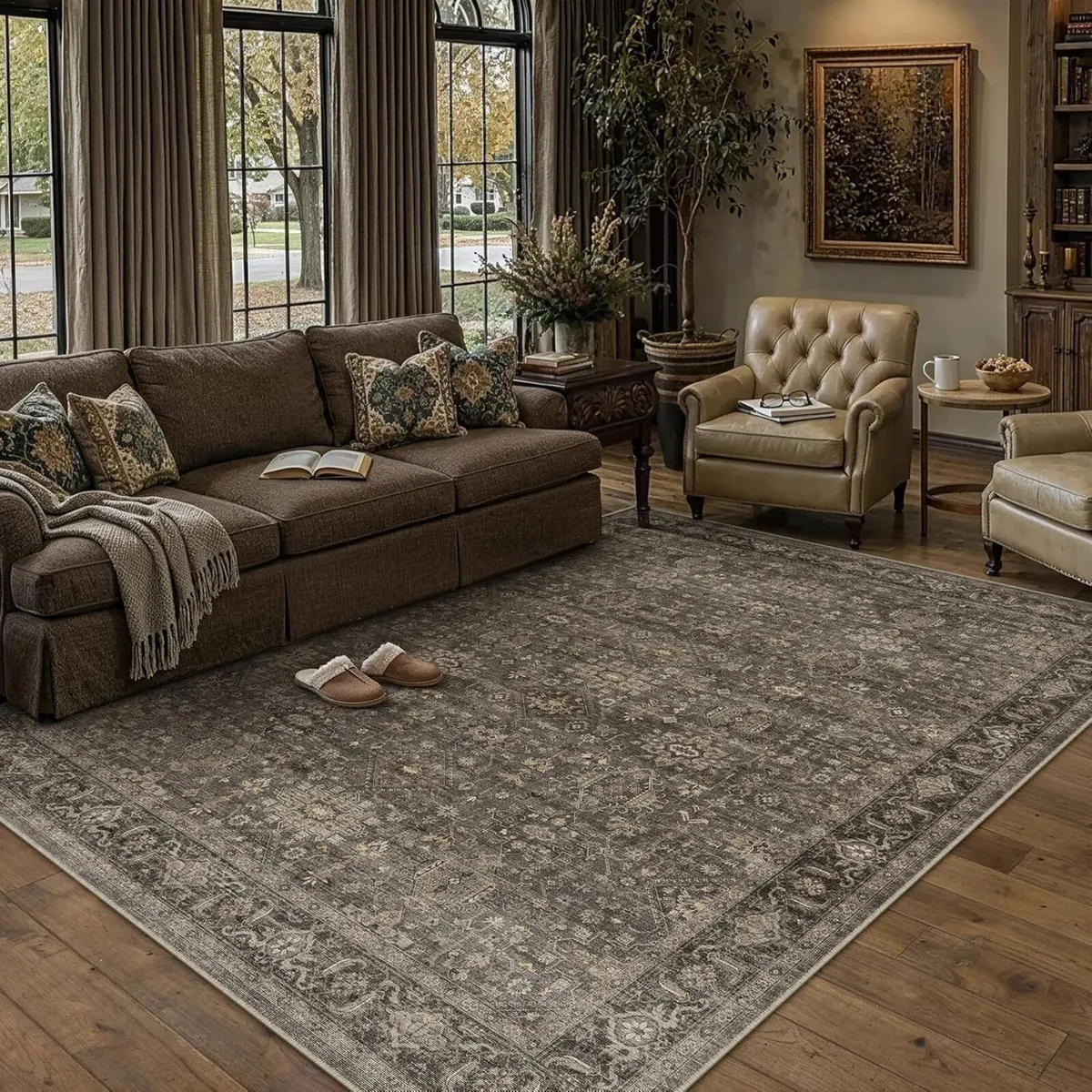 Vintage Living Room Rug 200 x 300 cm Brown - Image 3