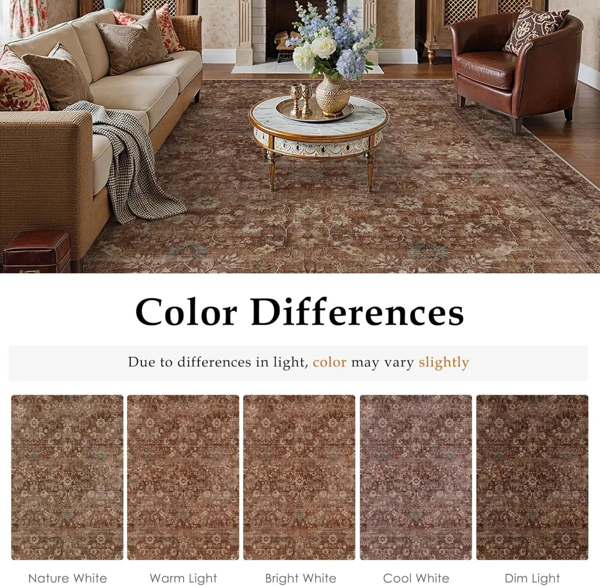 Large Area Rug Living Room 160x230cm Vintage Soft - Image 2