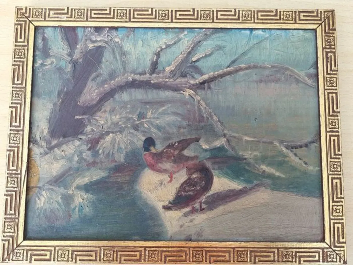 Vintage oil painting of ducks - Image 4