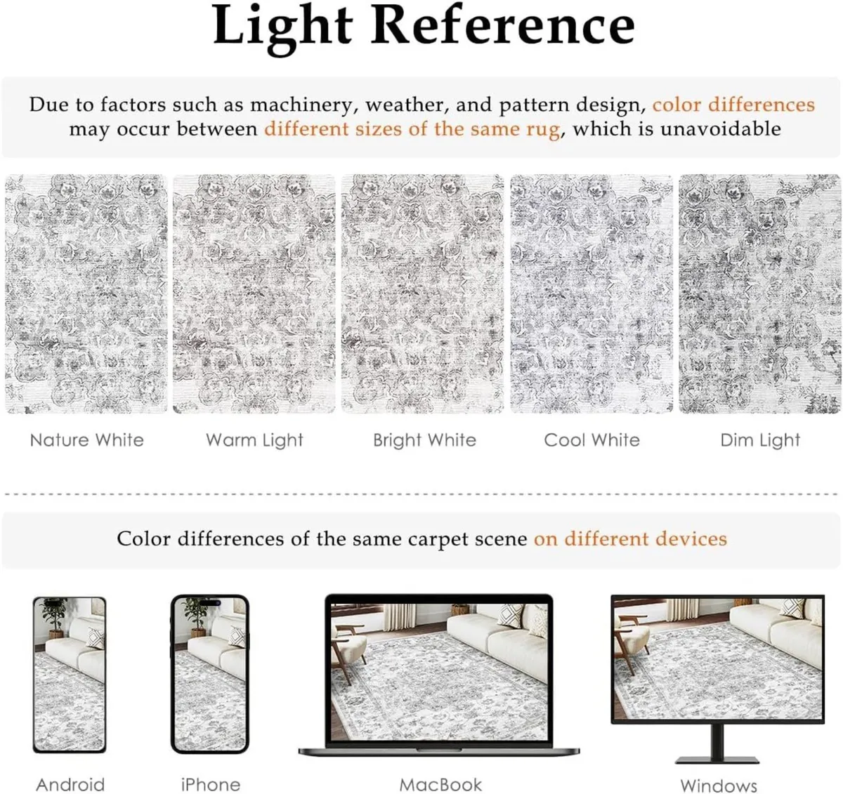 Vintage Rugs Living Room Grey Large Area Rug - Image 2