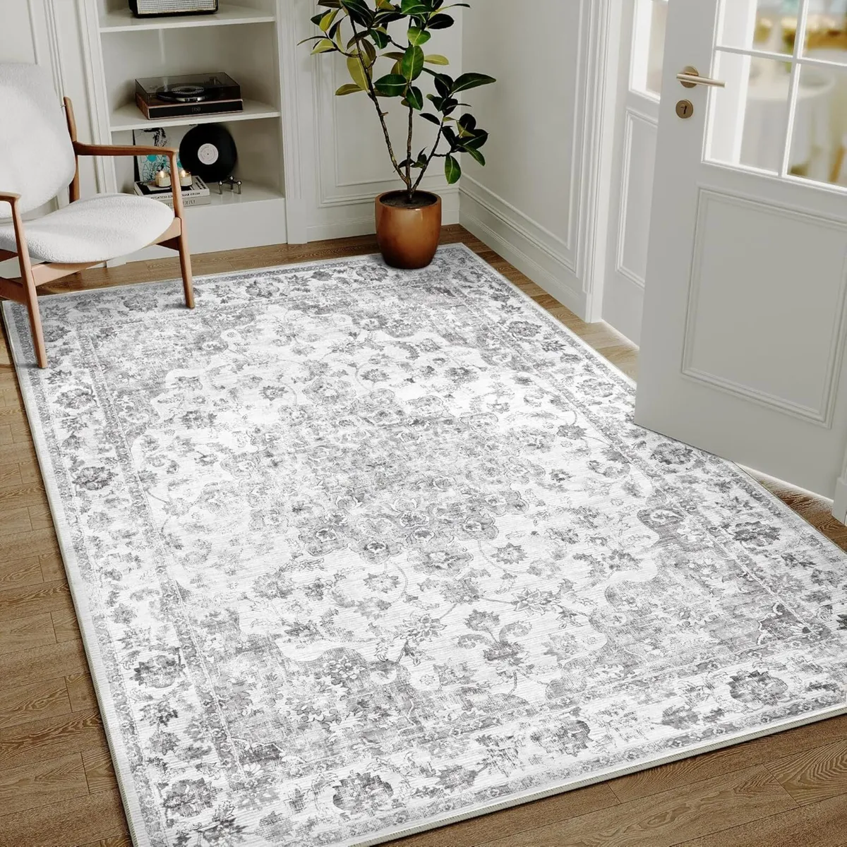 Vintage Rugs Living Room Grey Large Area Rug - Image 3