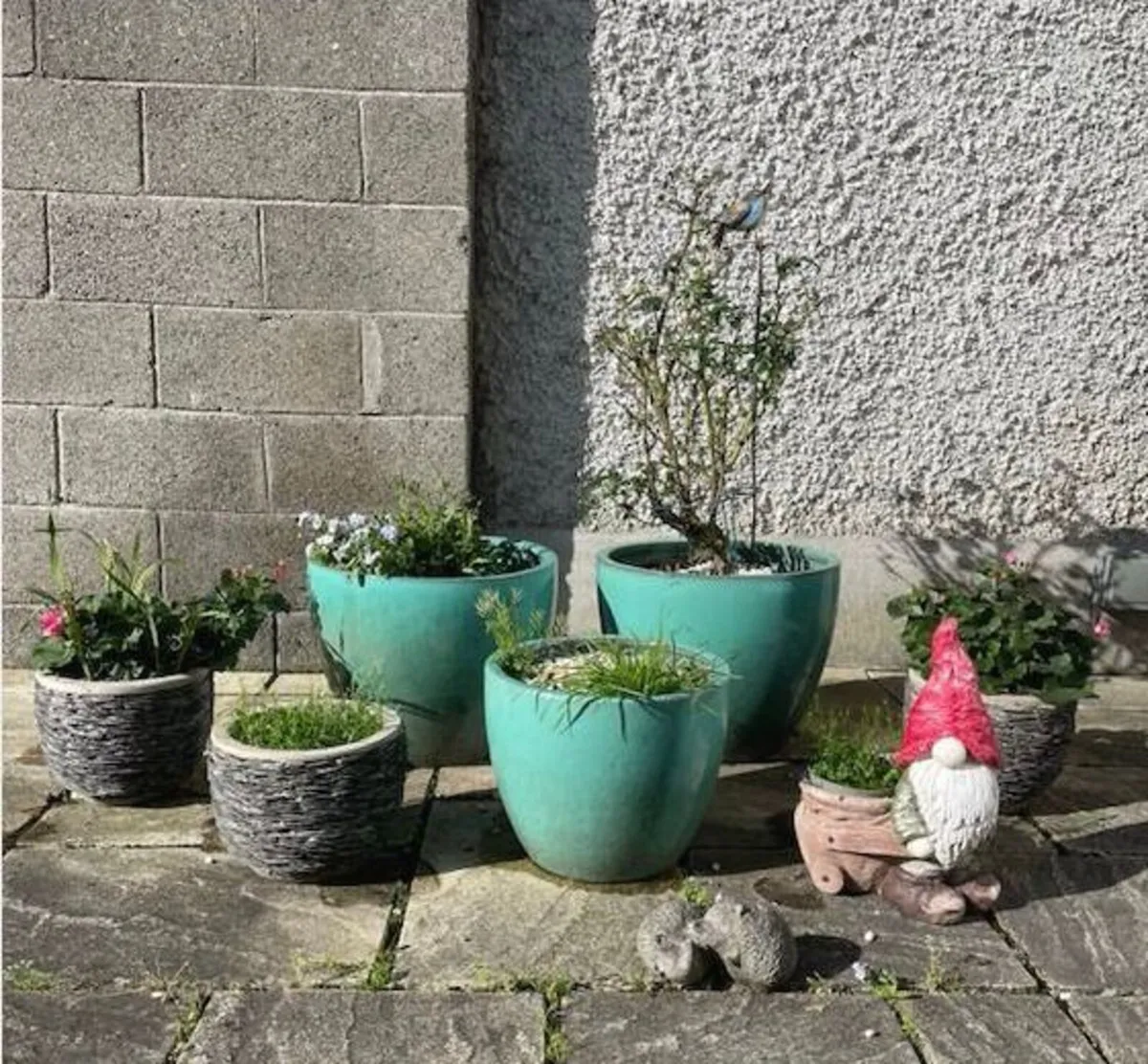Large/Medium Glazed Earthenware Egg Flower Pot - Image 1