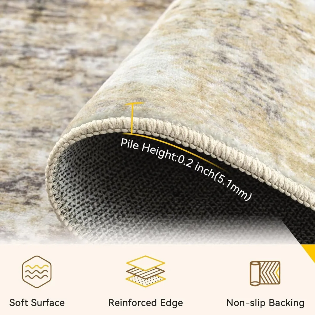 Washable Area Rugs 2'x6' Non-Slip Modern Abstract - Image 4