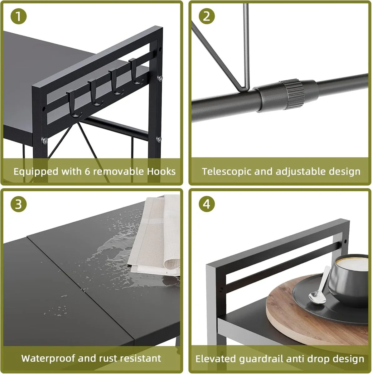 2-Pack Expandable Microwave Shelf 3 Tier Stand - Image 4