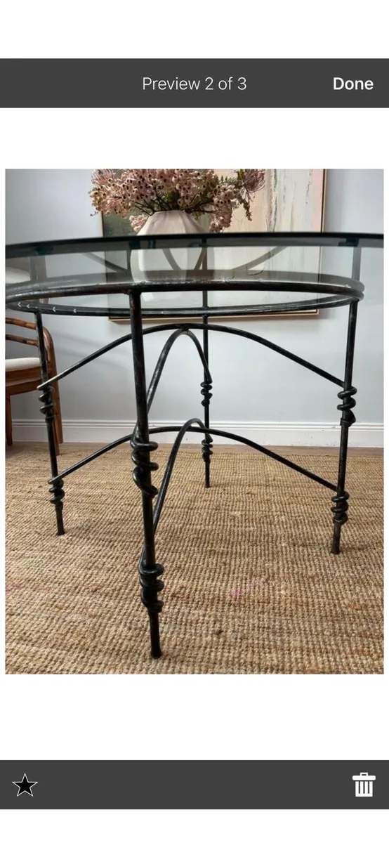 Dublin Iron Craft glass table - Image 2
