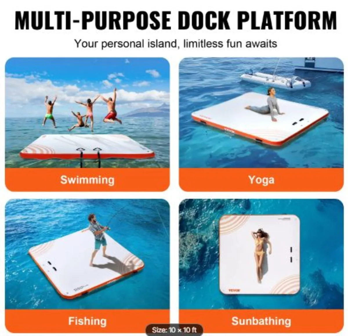 Inflatable Floating Dock, 10 x 10FT Inflatable - Image 4
