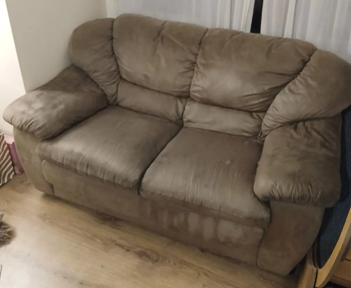 FREE Brown Suede 3-Piece Suite - Image 2