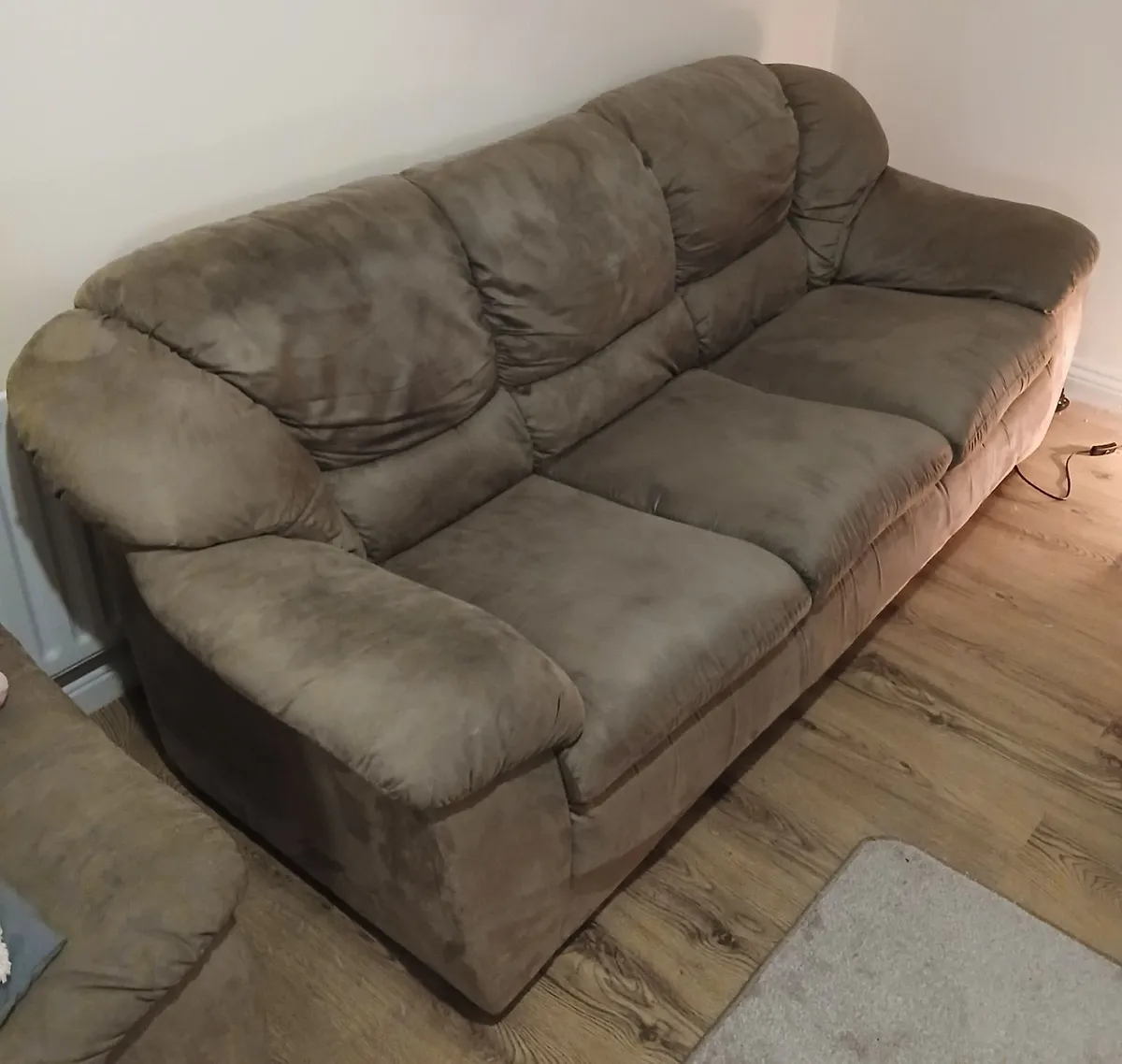 FREE Brown Suede 3-Piece Suite - Image 3