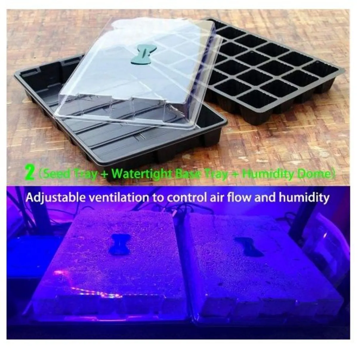 24 Cell Seed Tray Propagator Adjustable Vents - Image 3