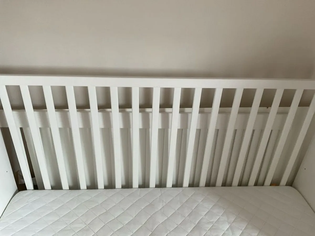 ikea cot bed white , one long drawer ideal for books - Image 4
