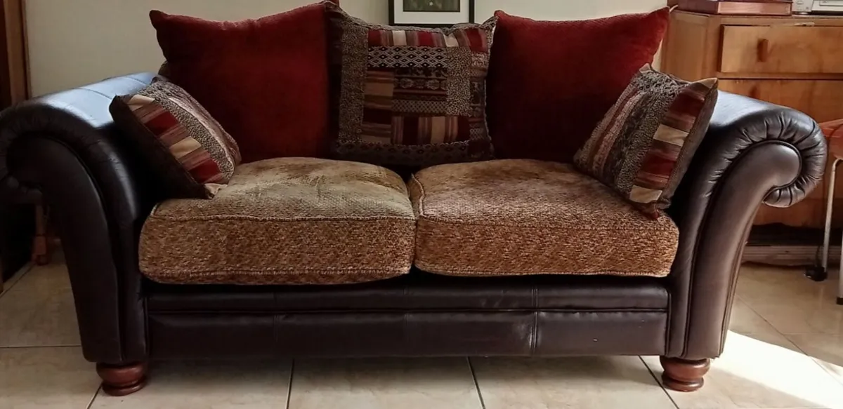 Leather and fabric sofa - Image 1