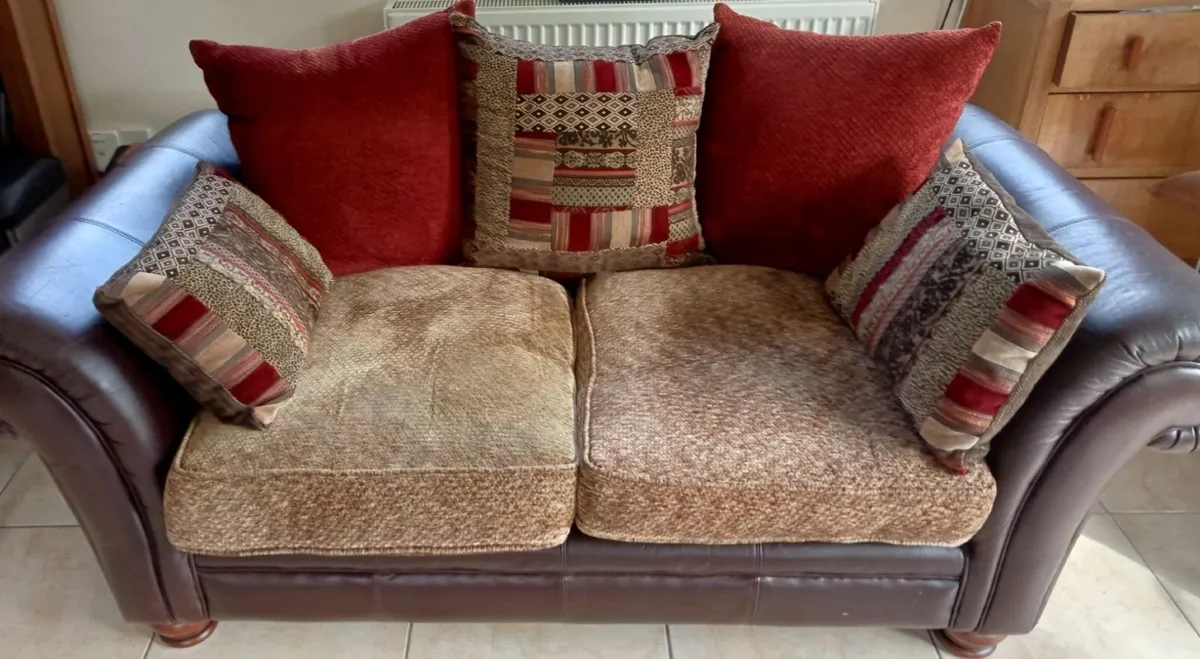 Leather and fabric sofa - Image 2