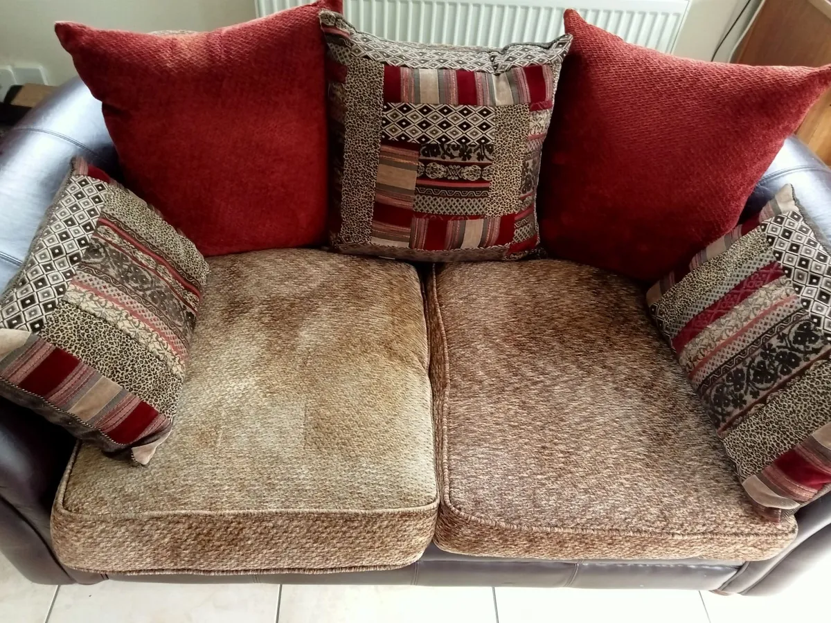 Leather and fabric sofa - Image 3