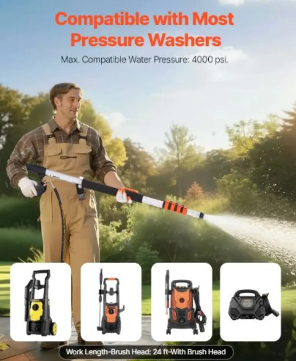 Pressure Washer Telescoping Wand, 24 ft, 4000 psi, - Image 2