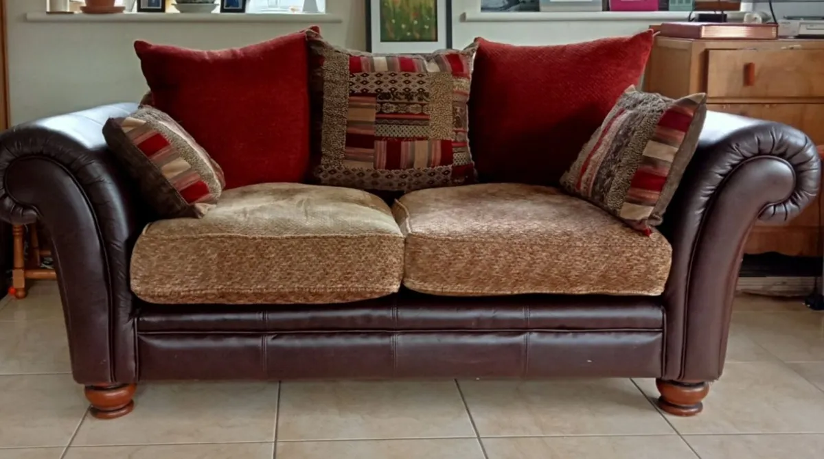 Leather and fabric sofa - Image 4