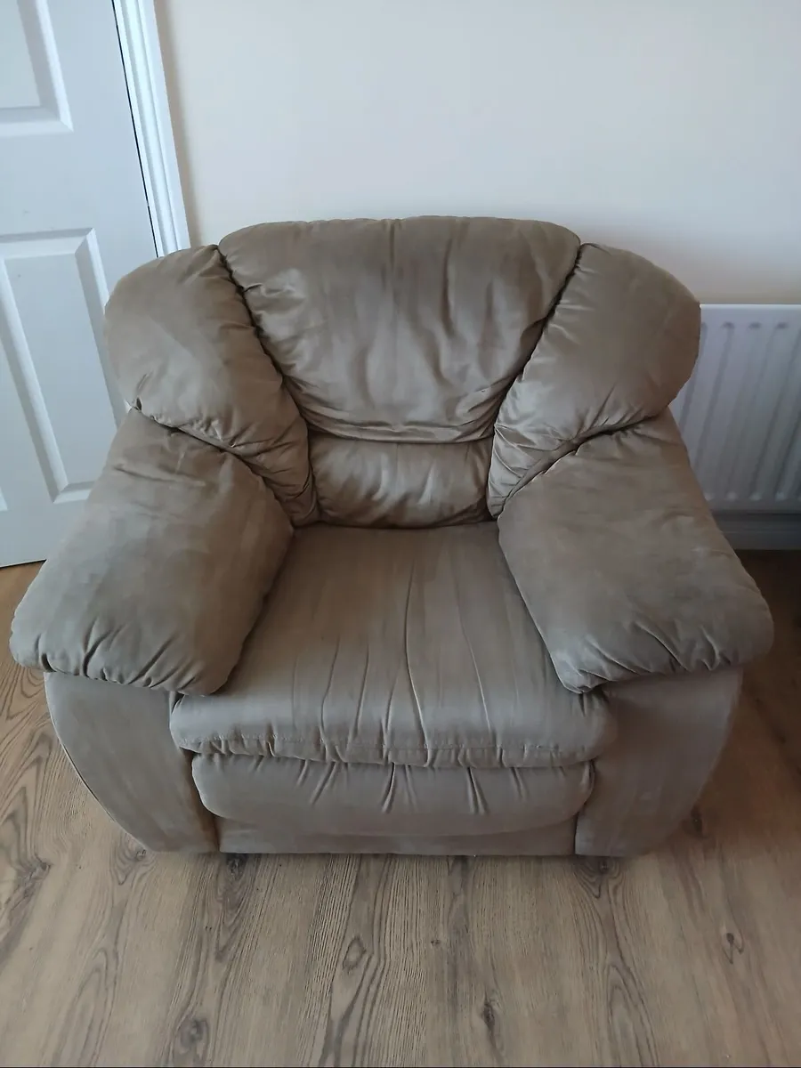 FREE Brown Suede 3-Piece Suite - Image 1