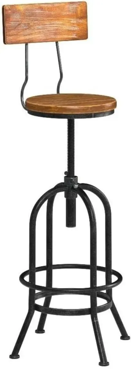 Adjustable Pinewood Swivel Kitchen Bar Stool - Image 4