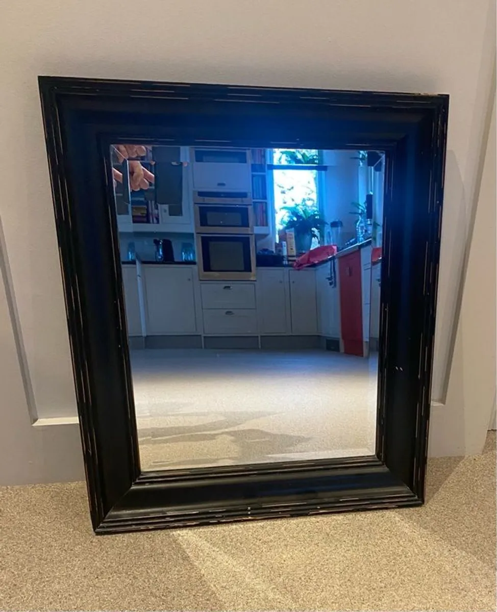 Solid Wood Framed Mirror . Rustic Black (65 x 55 cm) - Image 3